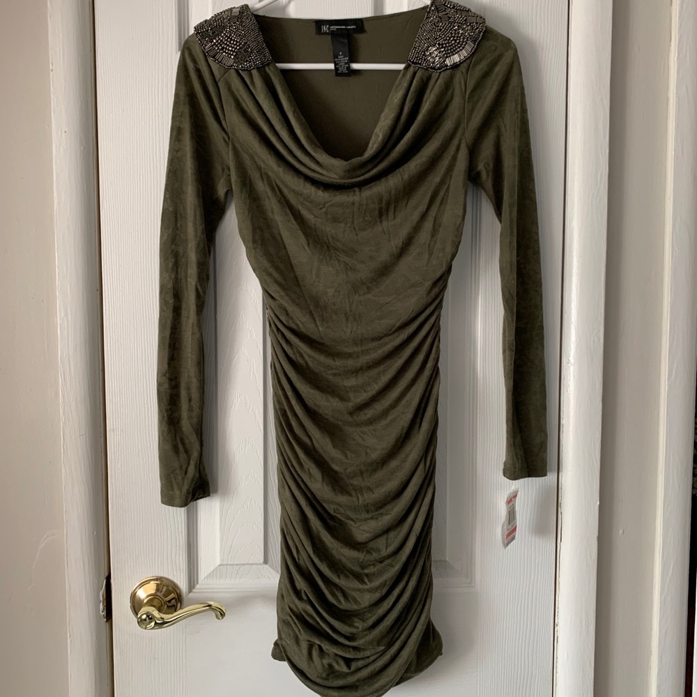 INC camo green burnout dress
